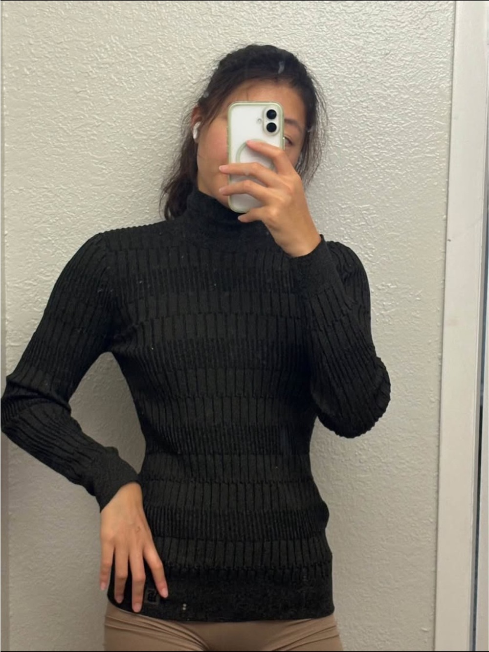 Burberry Black Ribbed Turtleneck Sweater